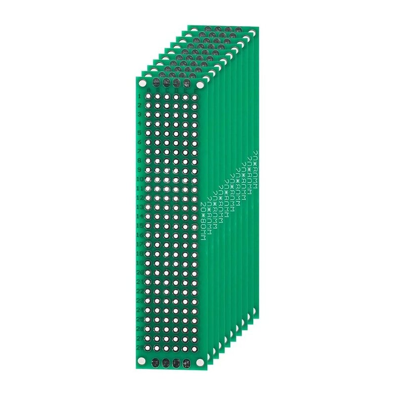 ユニバーサル両面ボード,5個,2x8cm,緑色,DIY,PCB付き