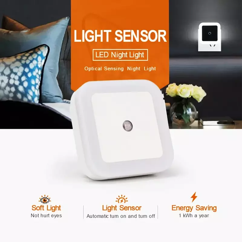 1 pz Mini LED Night Light Sensor Control Induction AC lampada da parete per dormire a risparmio energetico per Baby Room camera da letto corridoi illuminazione
