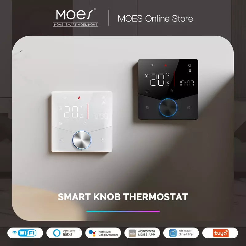 Moes Wifi Slimme Verwarmingsknop Thermostaat Lcd-Scherm Touchscreen Temperatuurregelaar Voor Watergasketel Elektrische Verwarming