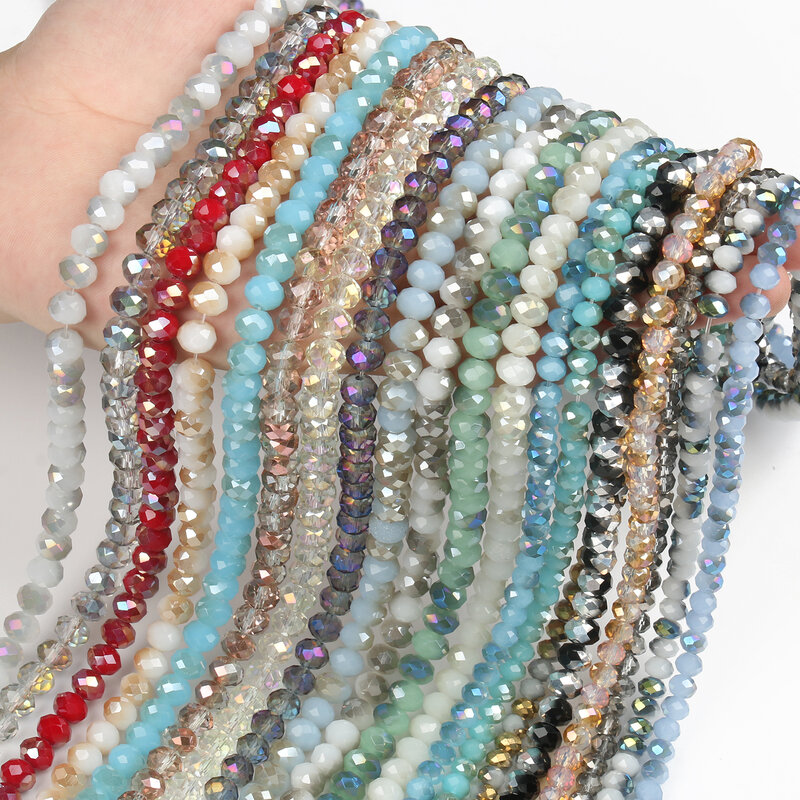 Perles de cristal à facettes d'autriche de 3/4/6/8mm, perles de verre rondelles, perles d'espacement libres pour la fabrication de bijoux, accessoires de Bracelet DIY