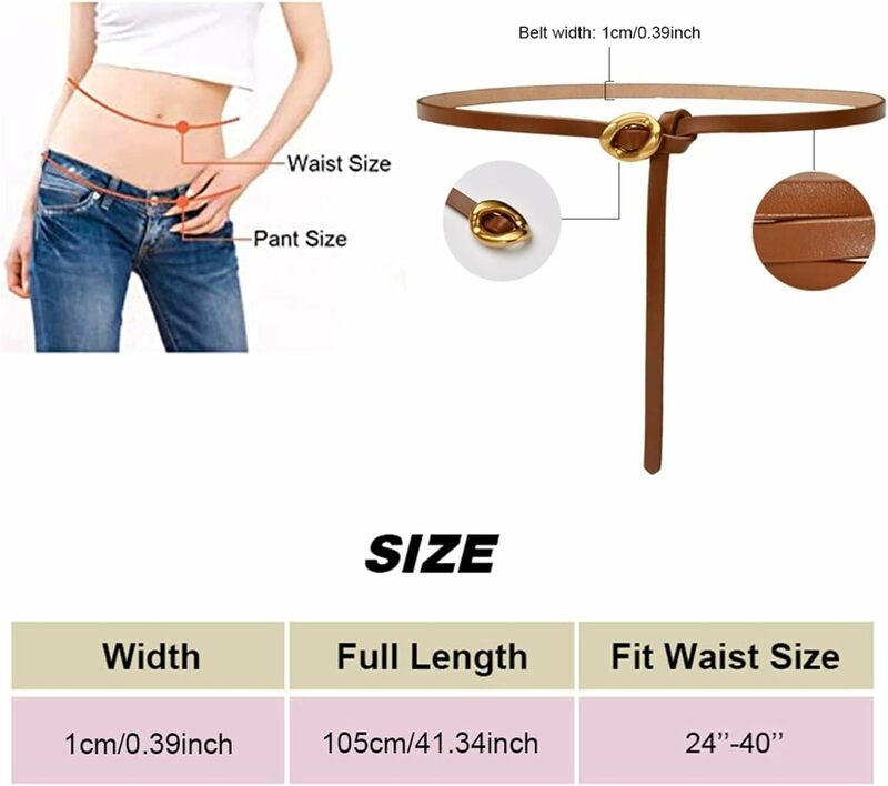 Luxury Women' Waist Belts Alloy Buckle 42in/105cm Thin Belt Adjustable Leather For Jeans Dress Casual Decor Ladies Belt