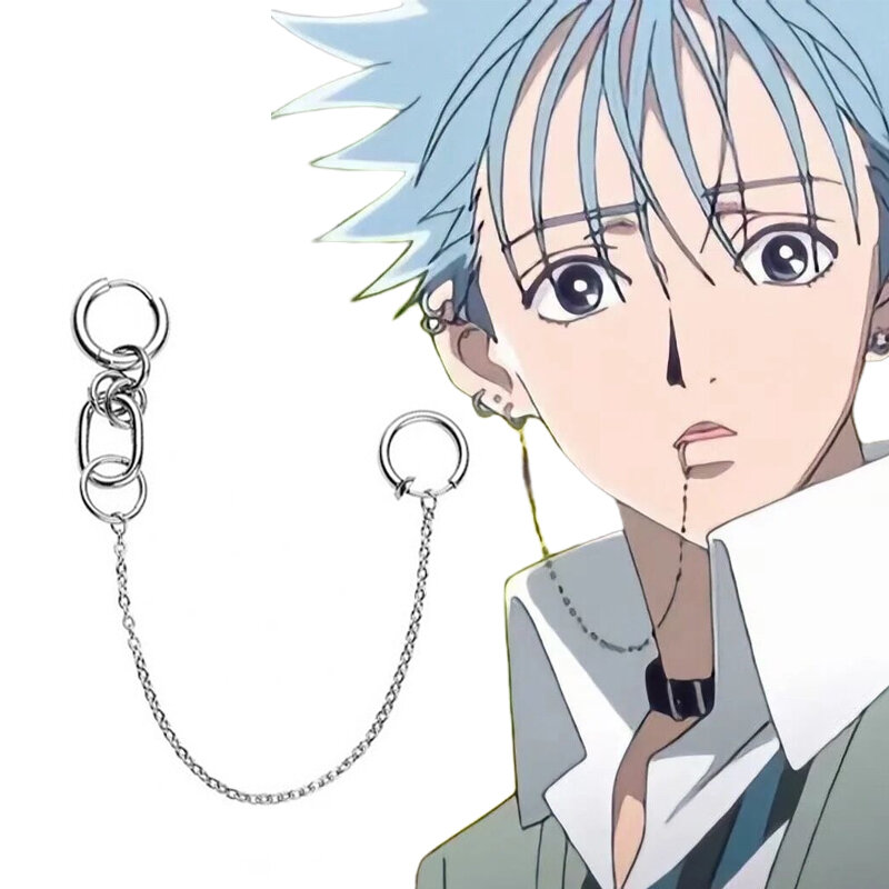 Fałszywy Piercing kolczyk klip do ust Anime NANA Okazaki Shinichi Cosplay punkowy łańcuszek połączone kolczyki na zawiasach pierścień dodatki do ust 1 zestaw