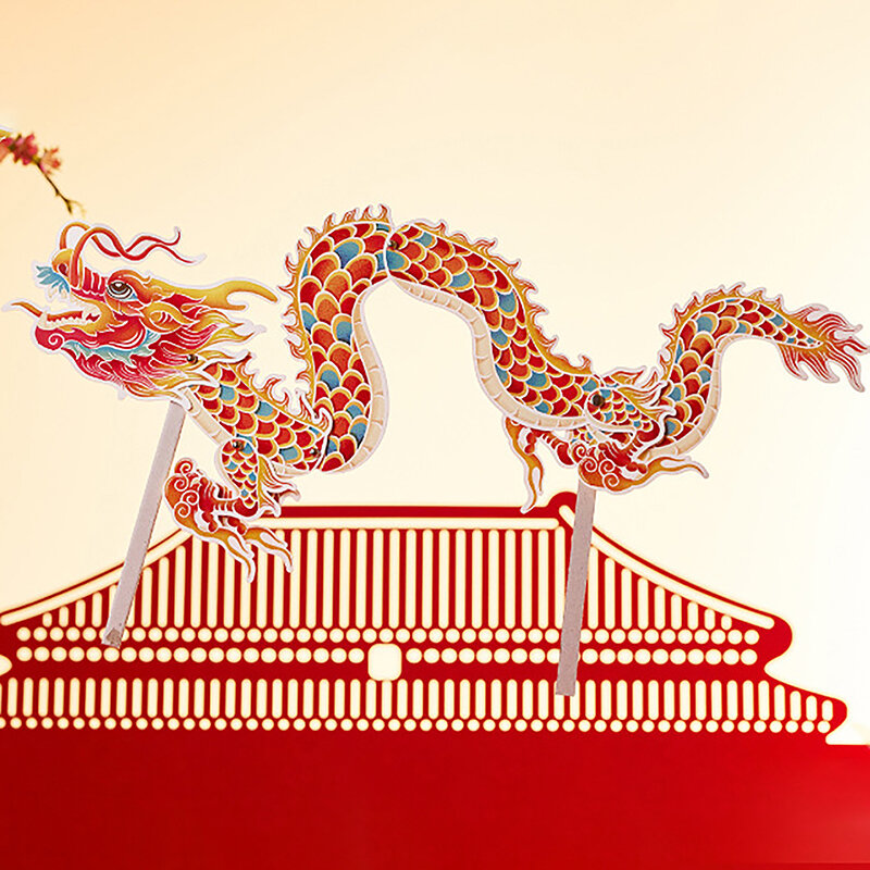 Material de artesanía de dragón de papel DIY, decoración de dragón chino de Año Nuevo, flor de tracción tridimensional