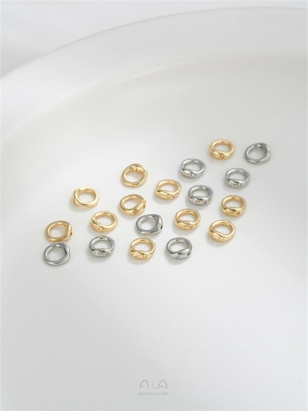 Цепочка с двумя отверстиями и замкнутой петлей, аксессуары «сделай сам» для жемчужного браслета, ожерелья, застежка, соединительное кольцо, 14 карат золота