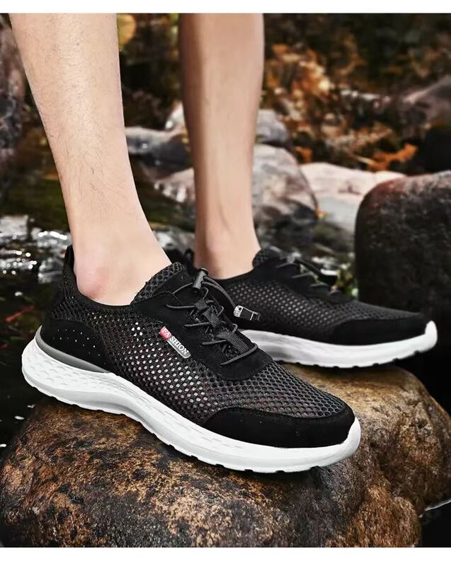 New Men's Summer Mesh Light Big Size Casual Sports Shoe Soft Sole Non-Slip Breather Outdoor Hiking Shoe Free Shipping Water Shoe