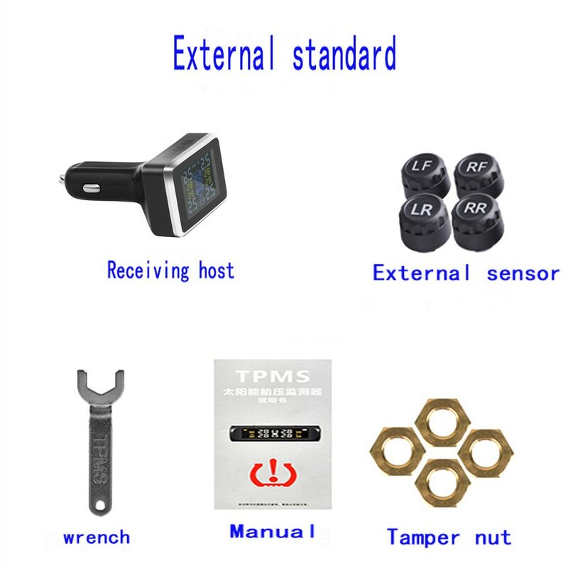 Sistema de TPMS, Solar, USB, Digital, alarma advertencia, Sensor