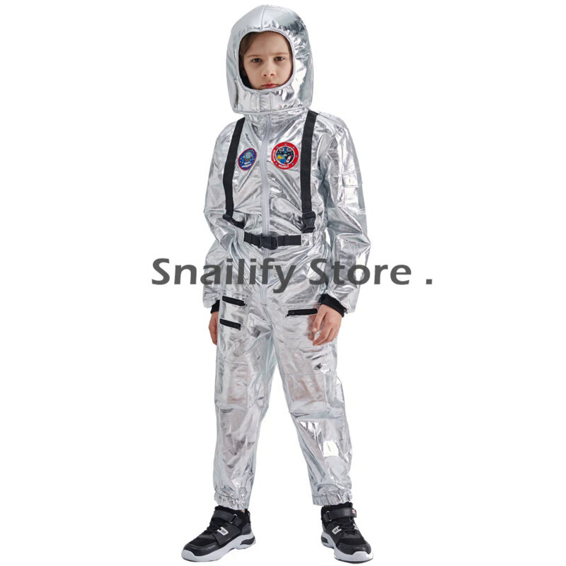 SNAILIFY mono de astronauta plateado para niños, disfraz de astronauta para niños, Cosplay de Halloween, vestido de lujo para fiesta de Carnaval de piloto
