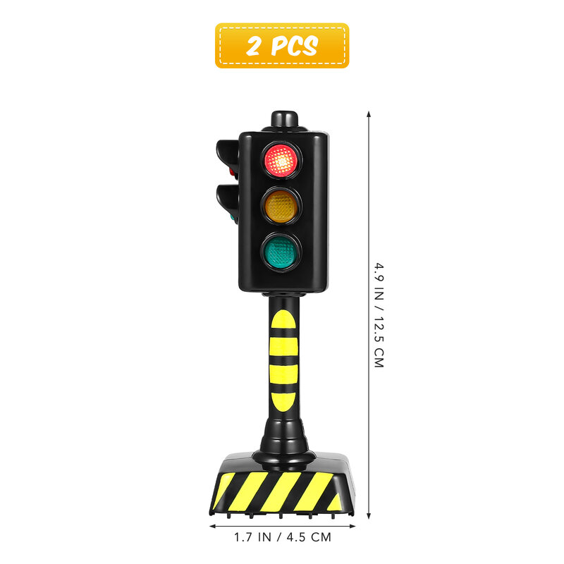 Mini Traffic Signal Light Toy para Crianças, Simulação de Modelo, Sinal de Estrada, Cena, LED, Seguro, Educação, Aprendizagem, Acessórios para Carro, 2pcs
