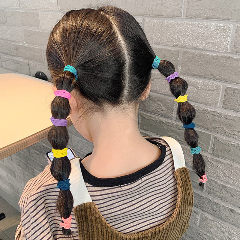 50 Stks/set Haarbanden Voor Kinderen Kleurrijke Nylon Scrunchie Haar Tiesrubber Band Kids Elastische Haarband Meisje Haaraccessoires