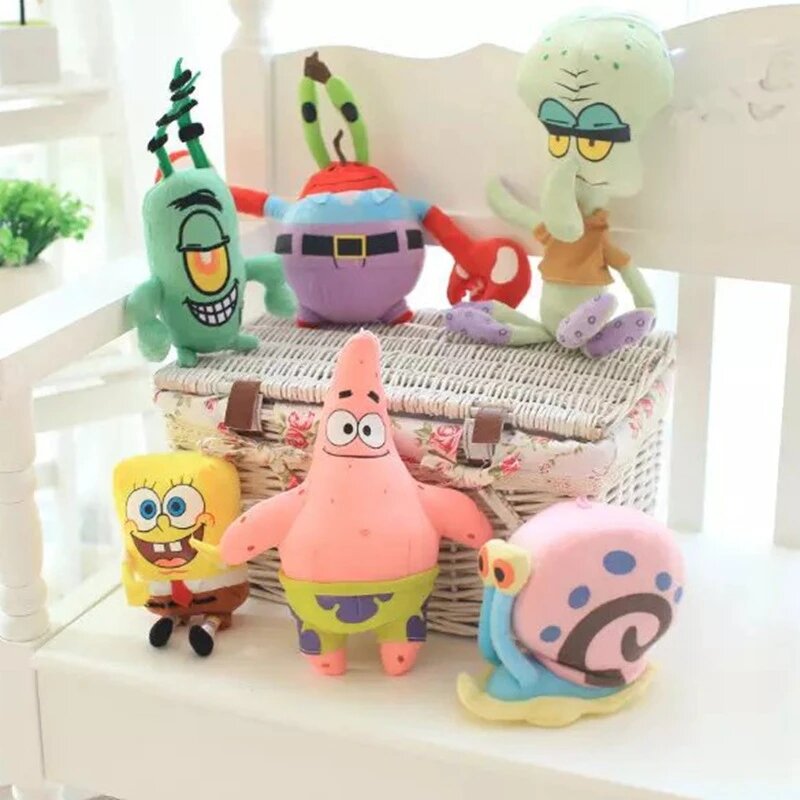 SpongeBob SquarePants Plush Doll Anime Kawaii Stuffed Toy Stuffed Pillow Doll Creative Set of Plush Toy Doll Wedding Gift