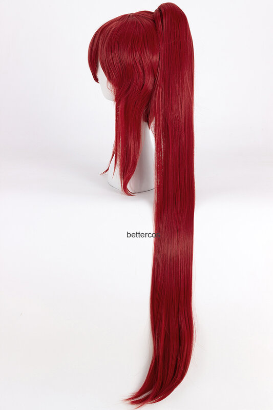 شعر مستعار إرزا سكارليت ، أحمر طويل ، مقاوم للحرارة ، شعر صناعي ، شعر مستعار بالإضافة إلى قبعة شعر مستعار ، نبيذ