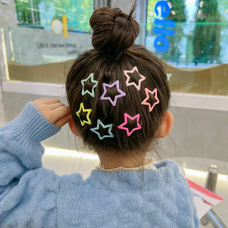 Jepit rambut anak perempuan, 4 Pcs/set jepit rambut anak perempuan warna permen lucu bentuk bintang tetesan air aksesoris rambut modis untuk bayi perempuan