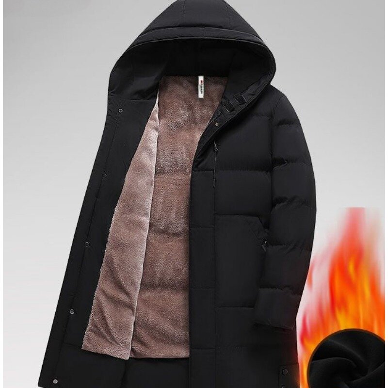 Casaco masculino com capuz médio, Parkas solto, jaqueta grossa de lã, casaco de algodão, moda nova, inverno, 2023
