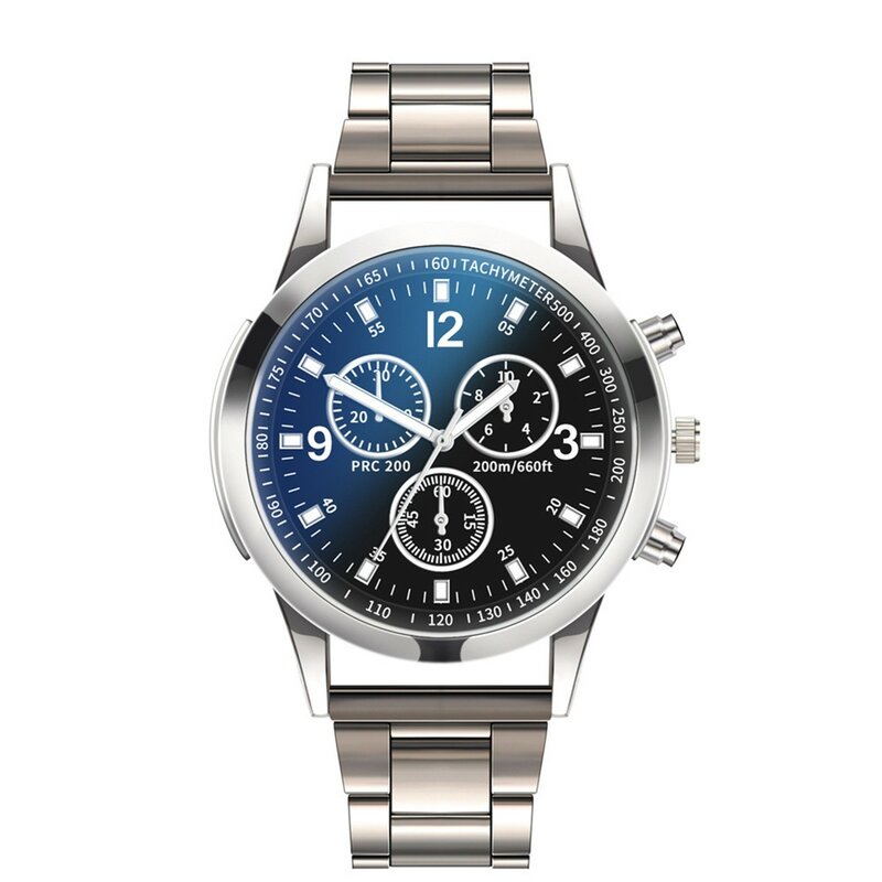 Męski zegarek moda ze stalowy pasek nierdzewnej zegarki trzy oczy sześć igły biznes Casual Clothing zegarek kwarcowy dla mężczyzn
