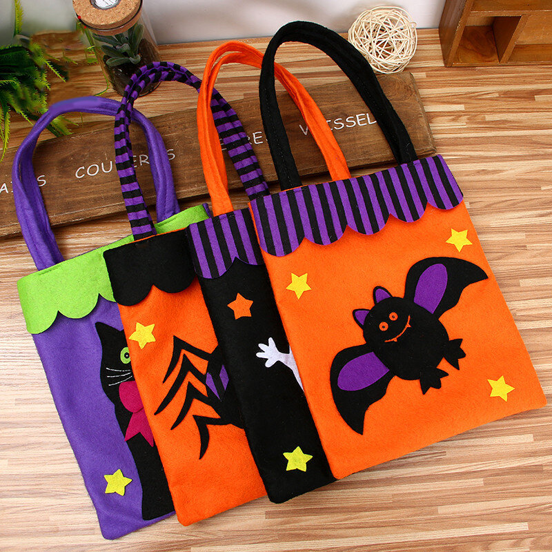 Halloween Tote Bag Witch Black Cat Candy Bag Trick Or Treat Ghost Festival Parti Happy Helloween Day Decor For Kids Gift Bag