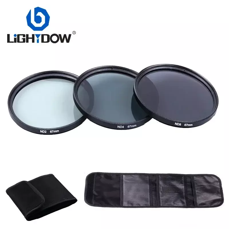 Lightdow 니콘 소니 펜탁스 캐논 카메라용 렌즈 필터 키트 세트, ND2, ND4, ND8, 49mm, 52mm, 55mm, 58mm, 62mm, 67mm, 72mm, 77mm