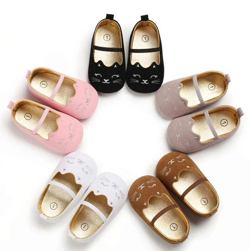 Cute Baby Girls Cartoon Infant Prewalker Princess Soft scarpe antiscivolo primi camminatori scarpe per 0-18 mesi