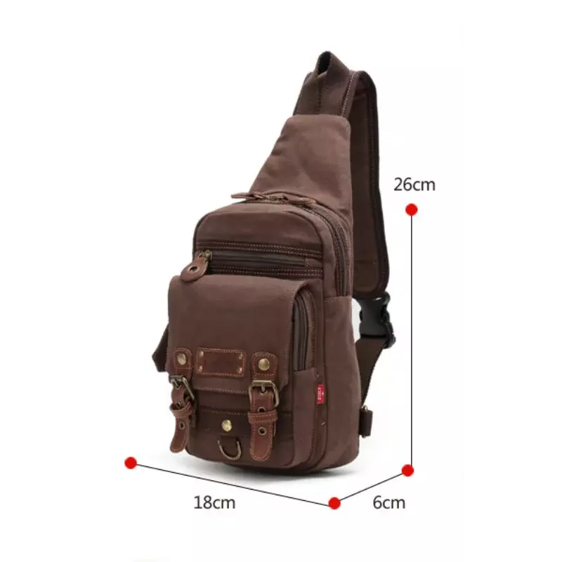Chikage Multi-function Unisex New Chest Bag Personality Men's Canvas Crossbody Bag Large Capacity Travel Shoulder Bag