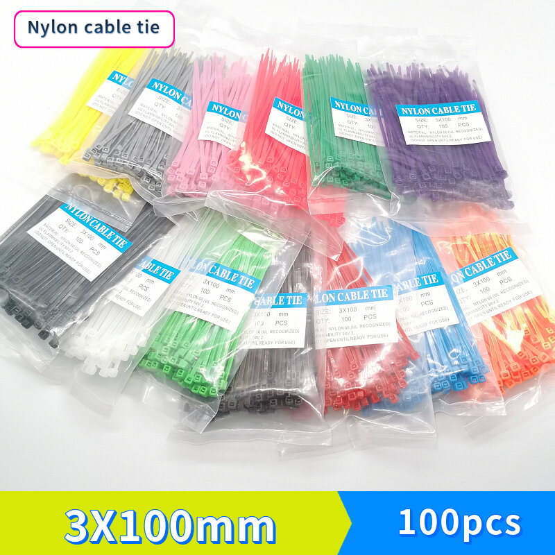 Xingo-bridas de nailon autoblocantes para cables, bridas de plástico de colores de 18 libras, envoltura de bucle aprobada por UL Rohs, 100mm, 100 unidades