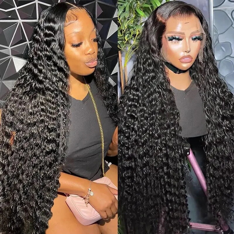 Pelucas de cabello humano para mujeres negras, pelo rizado con ondas profundas, frente de encaje, sin pegamento, Hd, 13x6, listo para usar, 32, 34 y 36 pulgadas