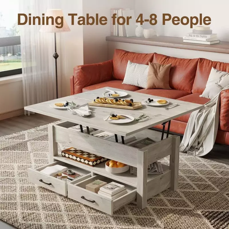 서랍이 있는 다기능 커피 테이블, 숨겨진 칸막이, 거실용 식탁, 커피 테이블로 변환