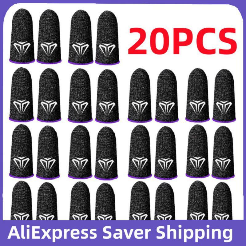 20pc=10pair Breathable Finger Sleeves For Gaming Touchscreen Finger Covers Silver Fiber For Phone Games PUBG Finger Thumb Sleeve