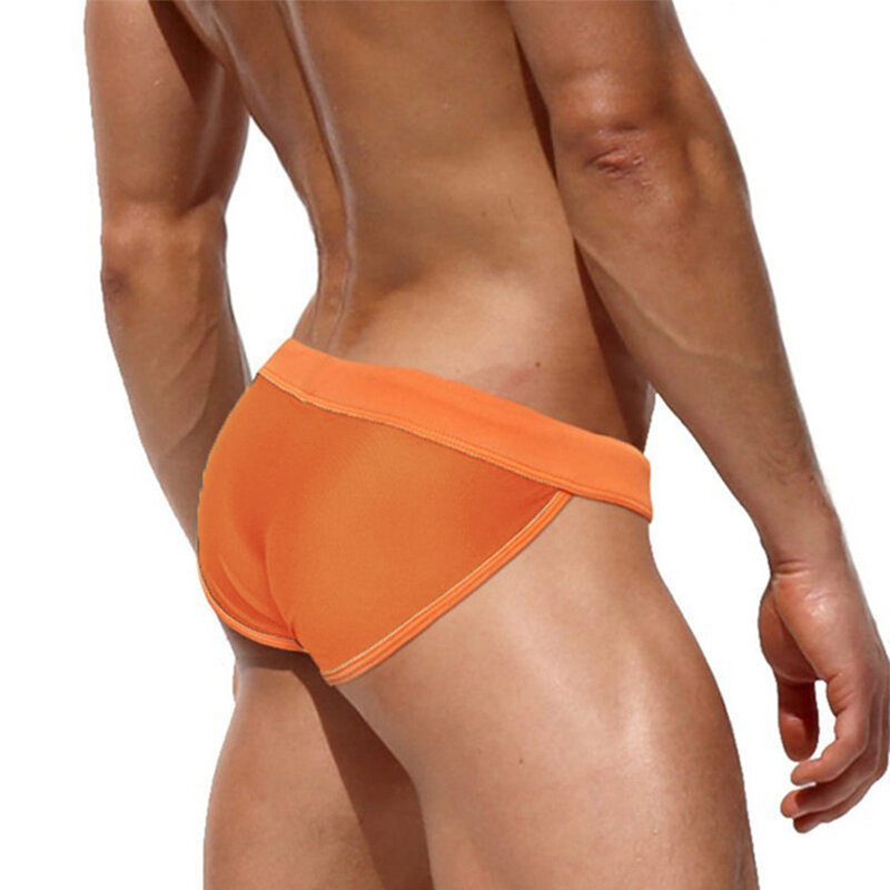 Bikini Sexy con costuras para hombre, tangas, pantalones cortos de natación, bañadores de playa, pantalones cortos de tabla de Surf, bañadores con bolsa grande