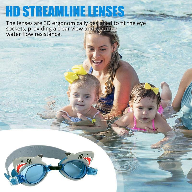 ใหม่แว่นตาว่ายน้ำเด็กกันน้ำแว่นตาว่ายน้ำน่ารักสำหรับเด็กปรับสายได้แว่นตาซิลิโคนลายการ์ตูน