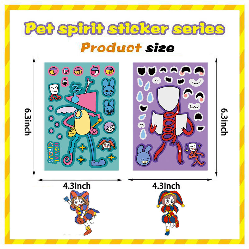 8Pcs Cartoon Digit Circus Collage Stickers Graffiti Ornament Stationery Refrigerator Waterproof DIY Children's toys for gifts