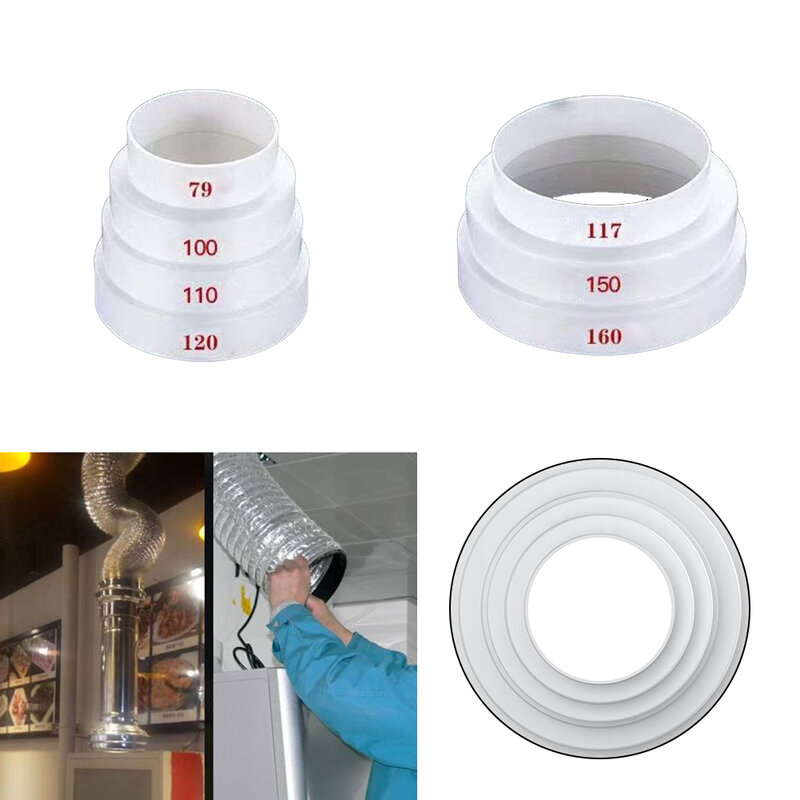 선풍기 파이프 화이트 멀티 감속기 조인트, 하이 퀄리티 ABS 플라스틱 소재, 에어 덕트용, 80mm, 100mm, 110mm, 120mm, 150mm, 160mm