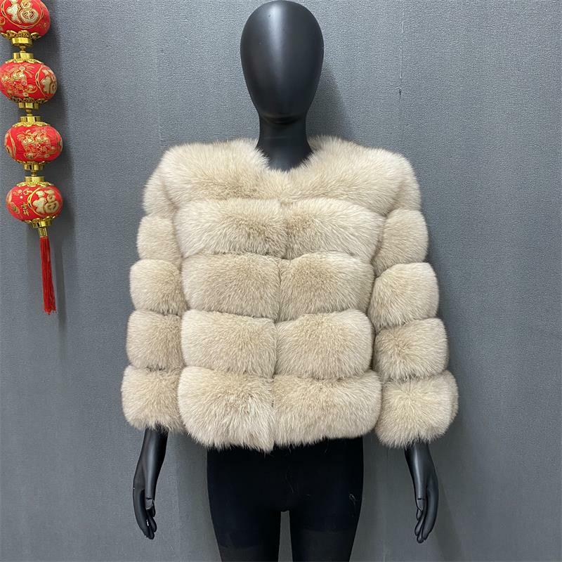 style real fur coat 100% natural fur jacket female winter warm leather fox fur coat high quality fur vest Free shipping