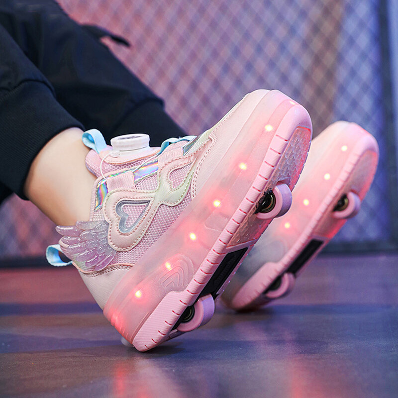 Rolschaatsschoenen Voor Meisjes Mode Casual Sport Sneakers Kids Speelgoed Games Outdoor 2 Wielen Light Up Boots Kind Schoenen
