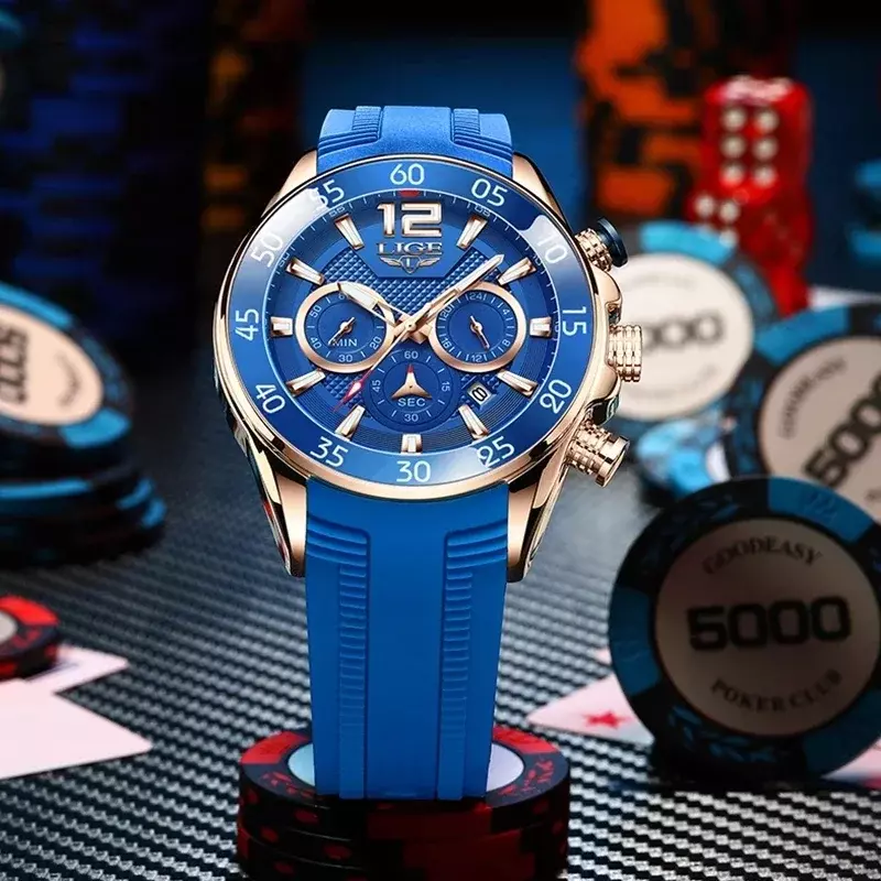 남성용 실리콘 스포츠 시계, 탑 브랜드 럭셔리 쿼츠 시계, 방수 손목시계, 2024 패션