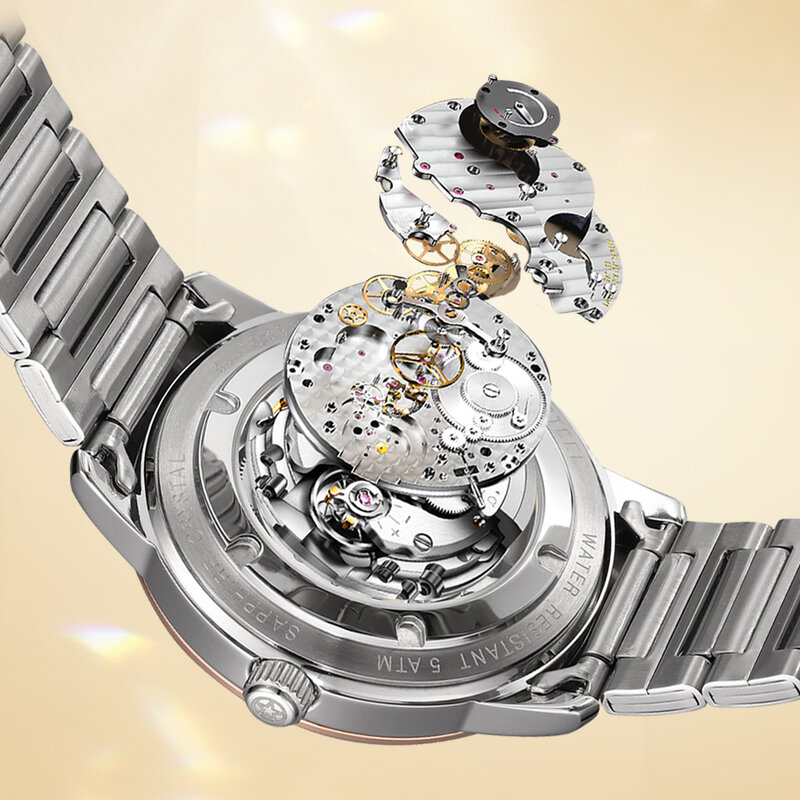 Deesio-Relógio mecânico automático de luxo para homens e mulheres, movimento japonês, relógio de casal impermeável, relógio clássico data e semana
