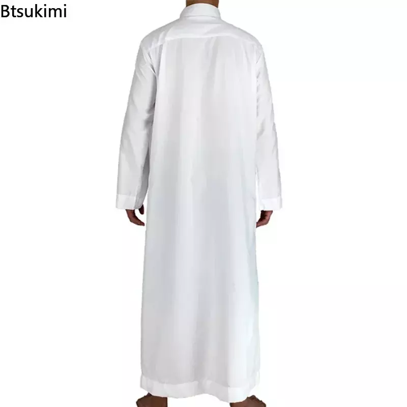2024 pakaian Islami pria Jubba Thobe Muslim lengan panjang longgar pria Arab Saudi Pakistan Kurta kostum Muslim tunik pria Abaya