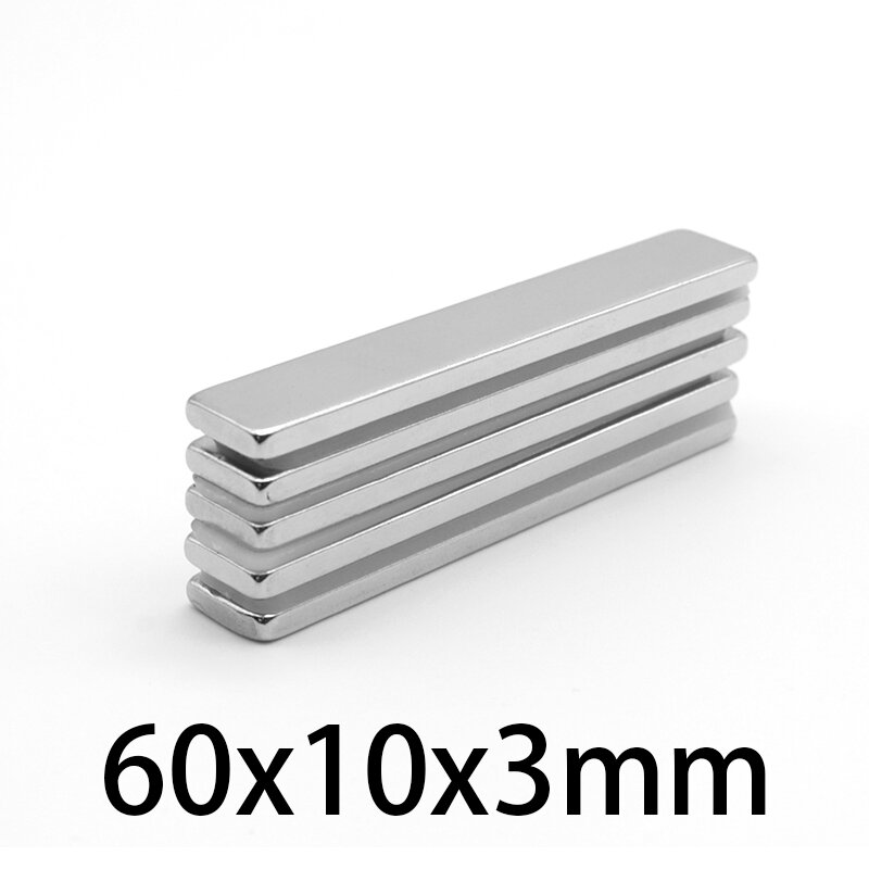 2/5/10/15/20/30Pcs 60X10X3Mm Quadrate Krachtige sterke Magneten N35 Strip Zoeken Magneet 60X10X3 Blok Neodymium Magneten 60*10*3