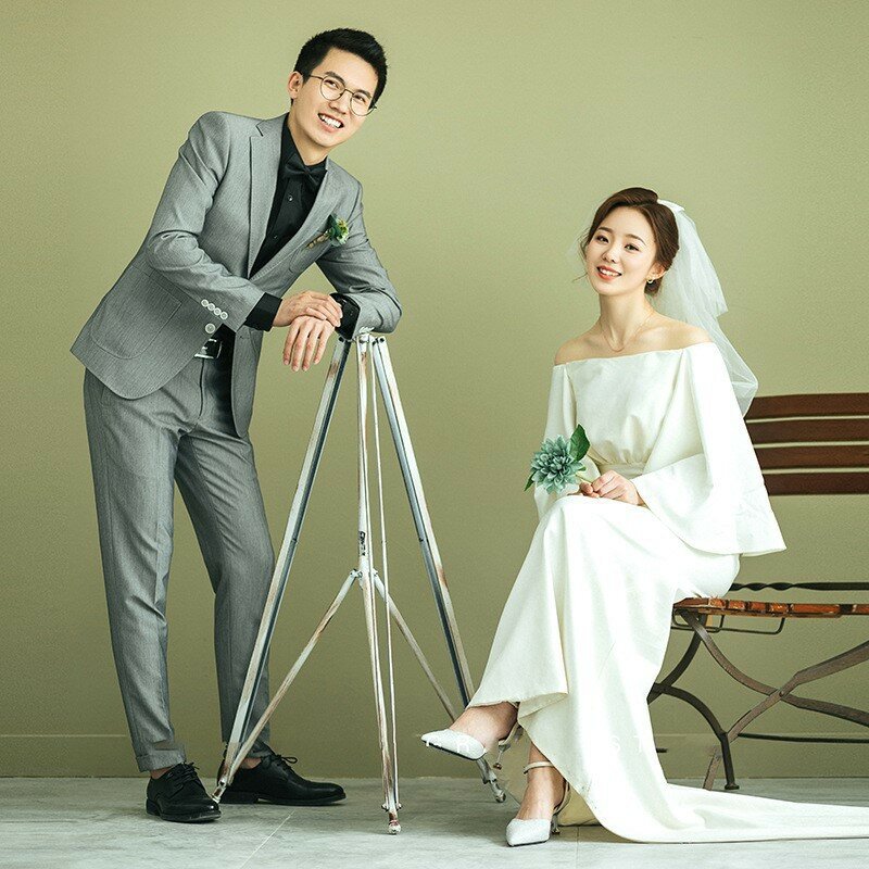 Gaun pernikahan ritsleting putri duyung gaya Korea gaun pesta leher perahu 2024 applique noda vestidos de novia