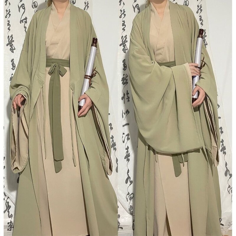 كبيرة الحجم Hanfu فستان المرأة الصينية التقليدية Hanfu مجموعة الإناث تأثيري حلي Hanfu الأخضر الأبيض فستان