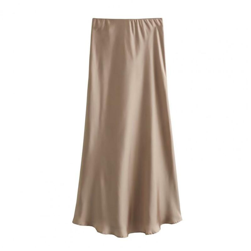 Falda larga de satén para mujer, prenda elegante de cintura alta, corte entallado, transpirable, suave, ideal para ir de fiesta Formal o de graduación