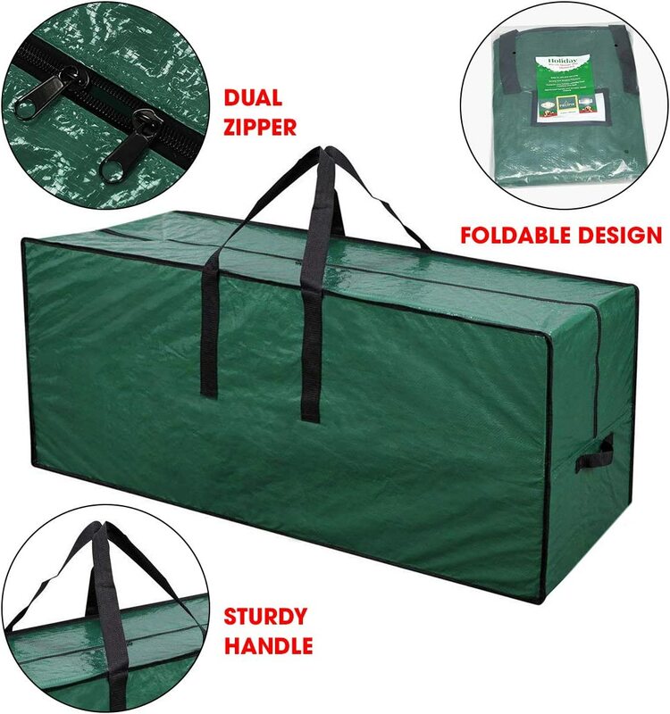Большая сумка для хранения рождественской елки, прочная с ручками и двойной молнией, водонепроницаемый материал