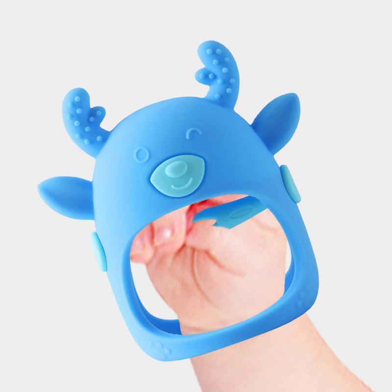 Teething Mittens Silicone Deer-Shaped Teething Mitt Hand Pacifier For Breast Feeding Babies Infants Car Seat Toy For 48 Moths