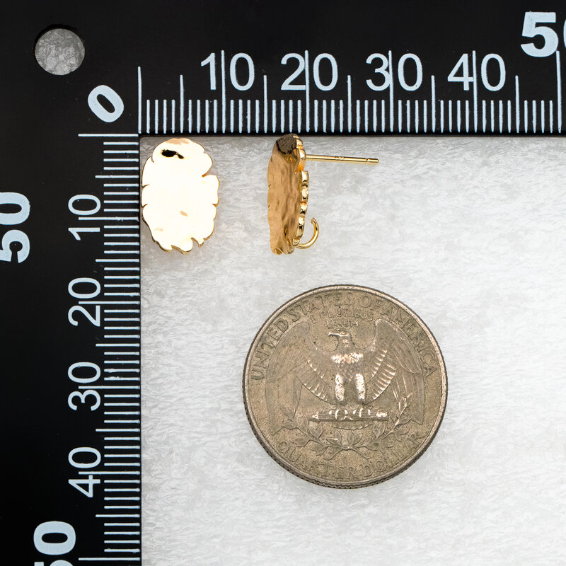 10 buah anting cakram Oval emas dengan Loop, komponen anting-anting kancing geometris pedesaan untuk membuat perhiasan aksesori Diy (GB-4154)