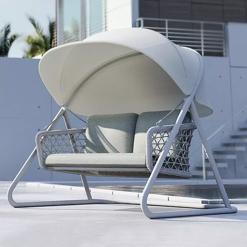 Chaise à bascule imperméable pour cour, balançoire extérieure simple, protection solaire, parasol bleu suspendu, balcon extérieur nordique, loisirs