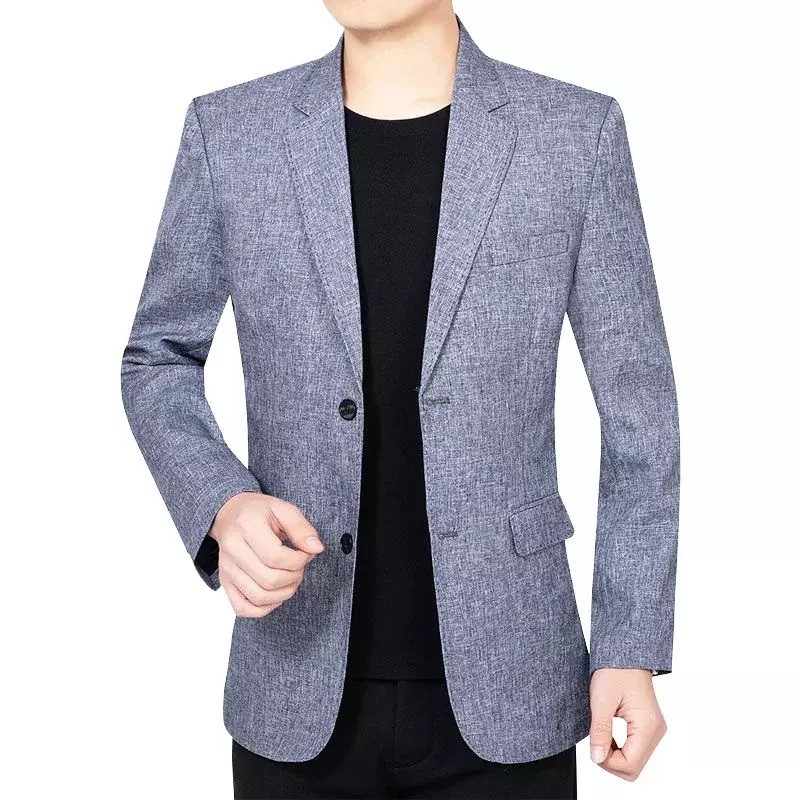 สูทลำลองธุรกิจสีพื้นสำหรับผู้ชายเสื้อคลุมเบลเซอร์แบบบางเสื้อเบลเซอร์เข้ารูปสำหรับฤดูใบไม้ผลิใหม่4XL