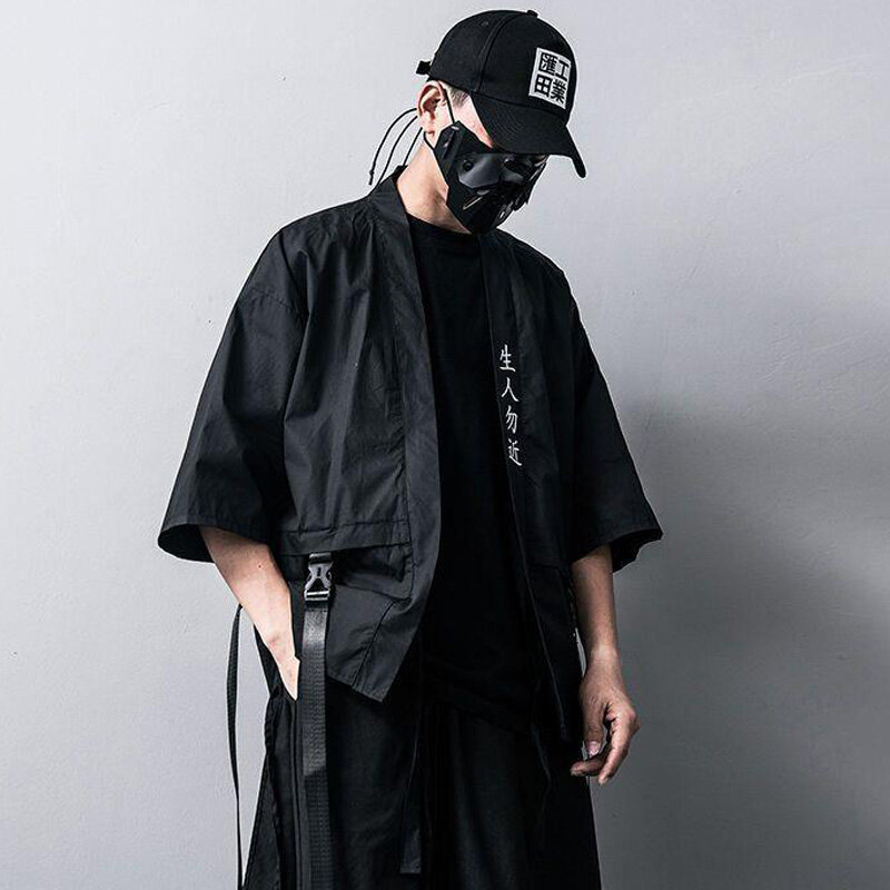 Japanische Mode Taoistischen Roben Techwear Casual Strickjacke kurzarm Shirt Männer Frauen Sommer Dünne Harajuku Streewear Punk Kleidung