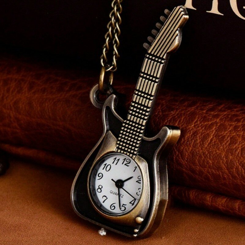 Bronzen Sleutelhanger Horloge, Gitaarhorloge, Violwatch, Cadeau