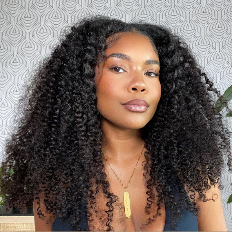 Glueless Soft 26“ Long Natural Black 180Density Kinky curly Lace Front Wig For Women BabyHair Preplucked Heat Resistant Daily
