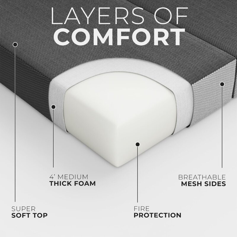 Faltbare Matratze Queen-Size für Boden und Reisen mit abnehmbarem Bezug-leichte und tragbare Klapp matratze für Erwachsene