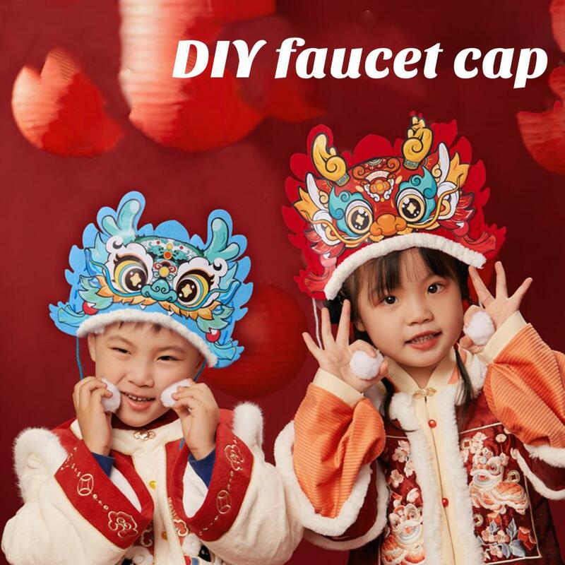 Głowa smoka zestaw materiałów na czapkę z włókniny chiński nowy rok rekwizyt dla dzieci ręcznie robiony głowa smoka kapelusz z kreskówek
