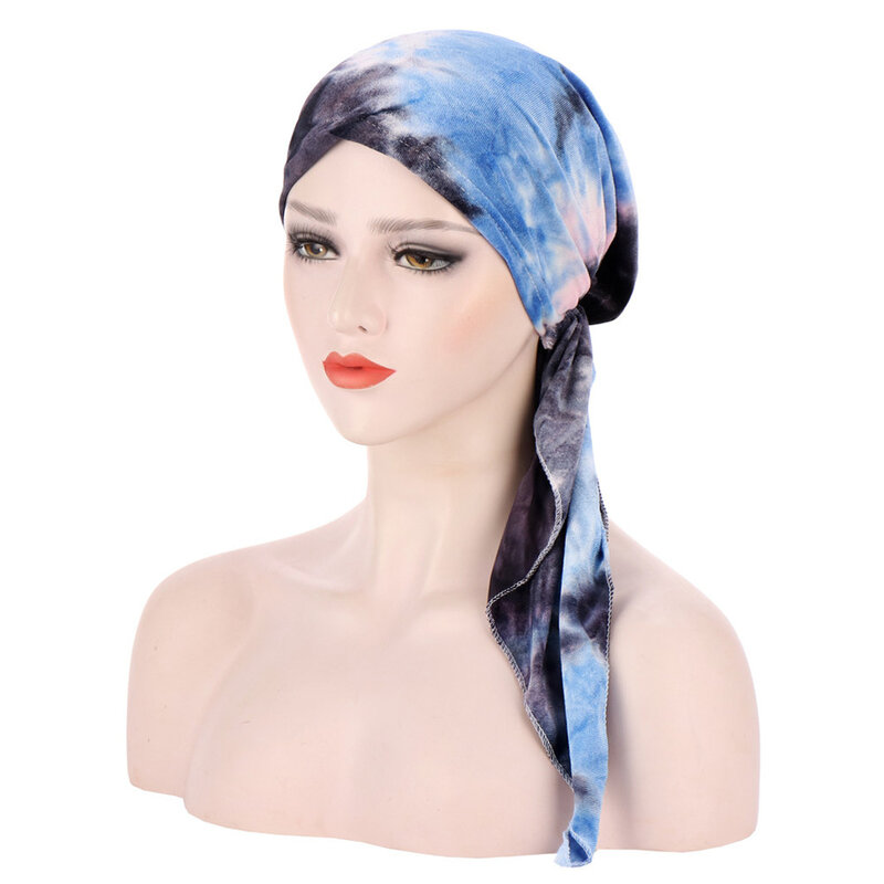 Nowe mody muzułmanka wewnętrzna Hijabs kapelusze Turban drukuj czapka z łbem czapka damska akcesoria do włosów muzułmańska chusta z kapturem straty